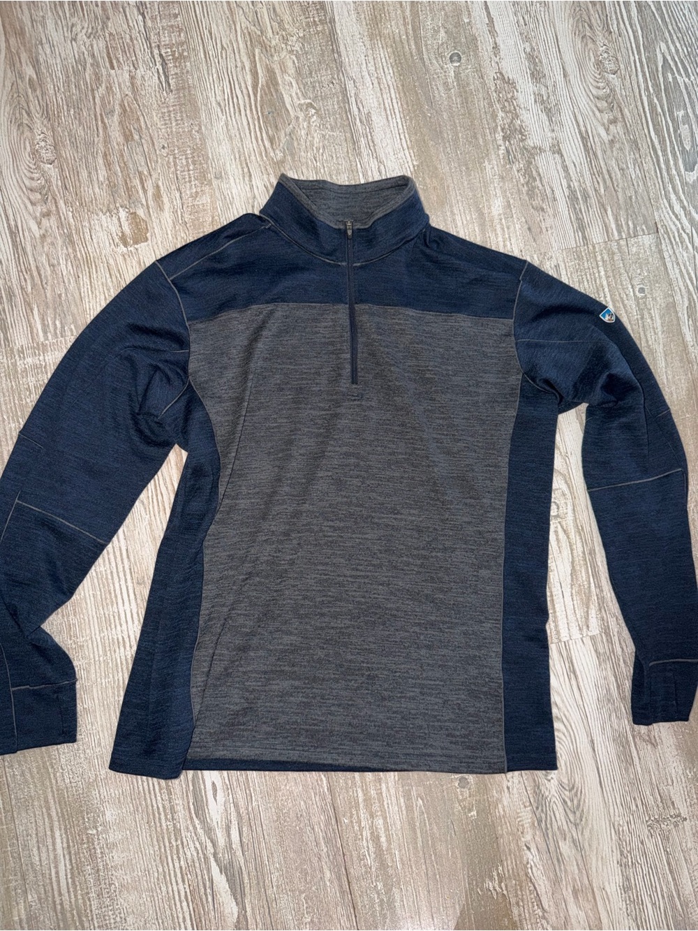 Kuhl Men's Half-Zip Pullover Sweater in Charcoal and Navy
